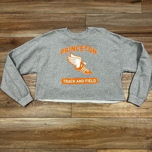 Princeton Track and Field Grey Cropped Sweatshirt Size Large